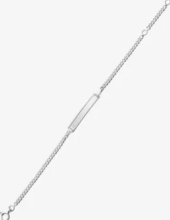 Gourmette bébé chaîne gourmette et plaque rectangle perlée argent 925‰ rhodié SO OR