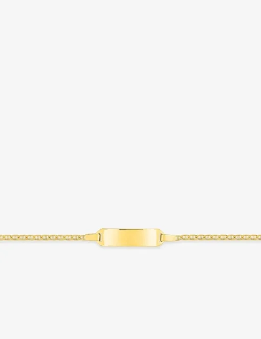Gourmette bébé chaîne marine et plaque rectangle or jaune 750‰ SO OR