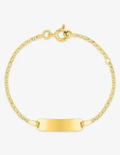 Gourmette bébé chaîne marine et plaque rectangle or jaune 750‰ SO OR