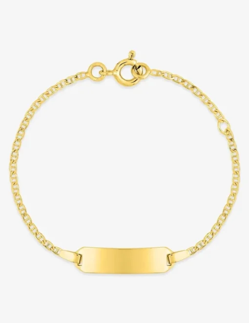 Gourmette bébé chaîne marine et plaque rectangle or jaune 750‰ SO OR