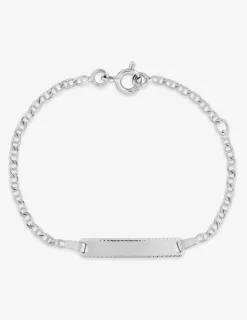 Gourmette bébé chaîne marine et plaque rectangle avec liseré or blanc 750‰ SO OR