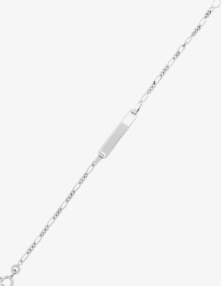 Gourmette bébé classique or blanc 750 ‰ plaque rectangle chaîne alternée SO OR