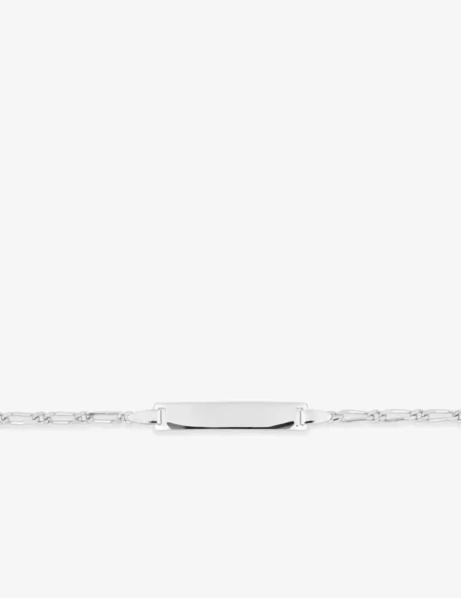 Gourmette bébé maille alternée 1+1 et plaque rectangle 4 mm argent 925‰ rhodié SO OR