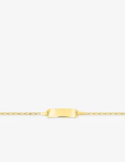 Gourmette bébé maille cheval et plaque rectangle 5 mm or jaune 375‰ SO OR