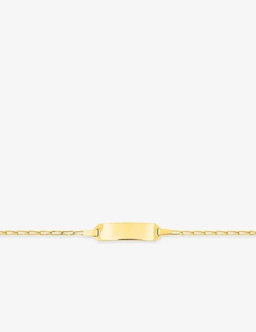 Gourmette bébé maille cheval et plaque rectangle 5 mm or jaune 375‰ SO OR