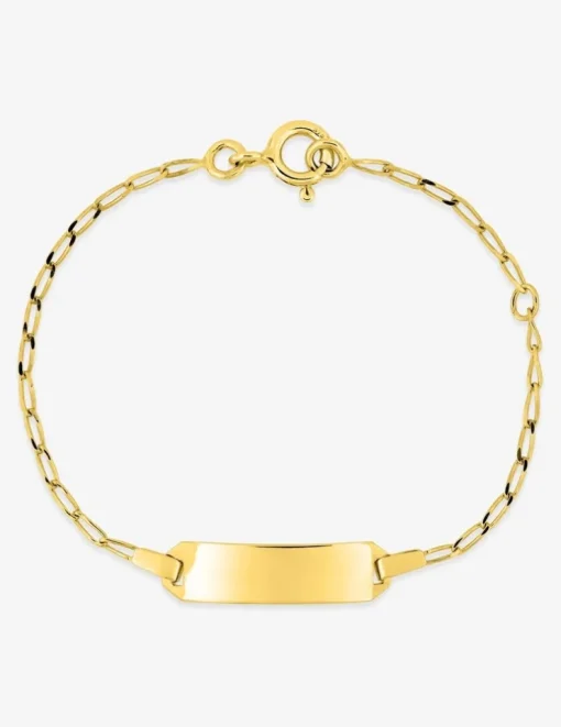 Gourmette bébé maille cheval et plaque rectangle 5 mm or jaune 375‰ SO OR