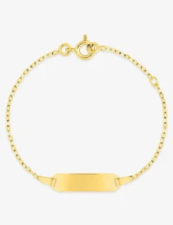 Gourmette bébé maille forçat et plaque rectangle 5 mm or jaune 750‰ SO OR