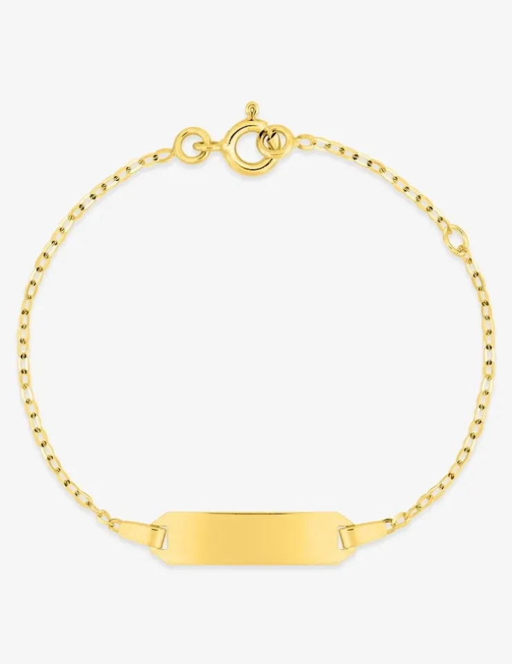 Gourmette bébé maille forçat et plaque rectangle 5 mm or jaune 750‰ SO OR