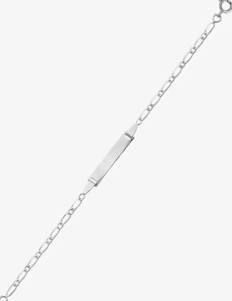 Gourmette bébé or blanc 750 ‰ plaque rectangle SO OR