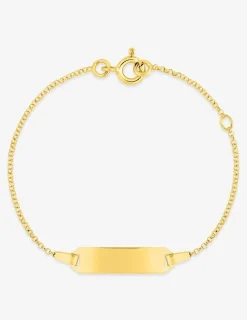 Gourmette bébé or jaune 750 ‰ plaque rectangle chaîne jaseron SO OR