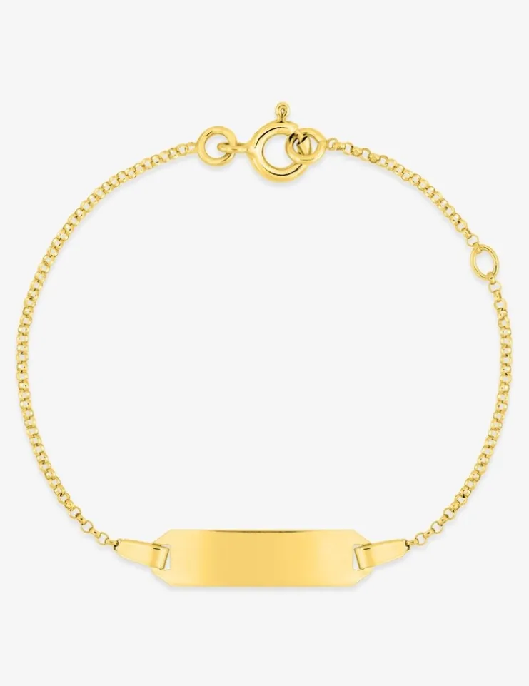 Gourmette bébé or jaune 750 ‰ plaque rectangle chaîne jaseron SO OR