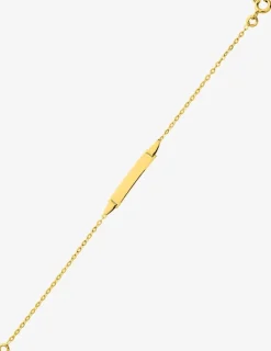 Gourmette bébé or jaune 750 ‰ plaque rectangle chaîne forçat miroir SO OR