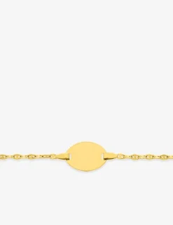 Gourmette bébé or jaune 750 ‰ plaque ovale et chaîne grain de café SO OR