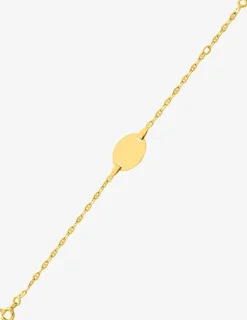 Gourmette bébé or jaune 750 ‰ plaque ovale et chaîne grain de café SO OR