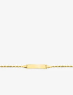 Gourmette bébé or jaune 750 ‰ plaque rectangle chaîne forçat SO OR