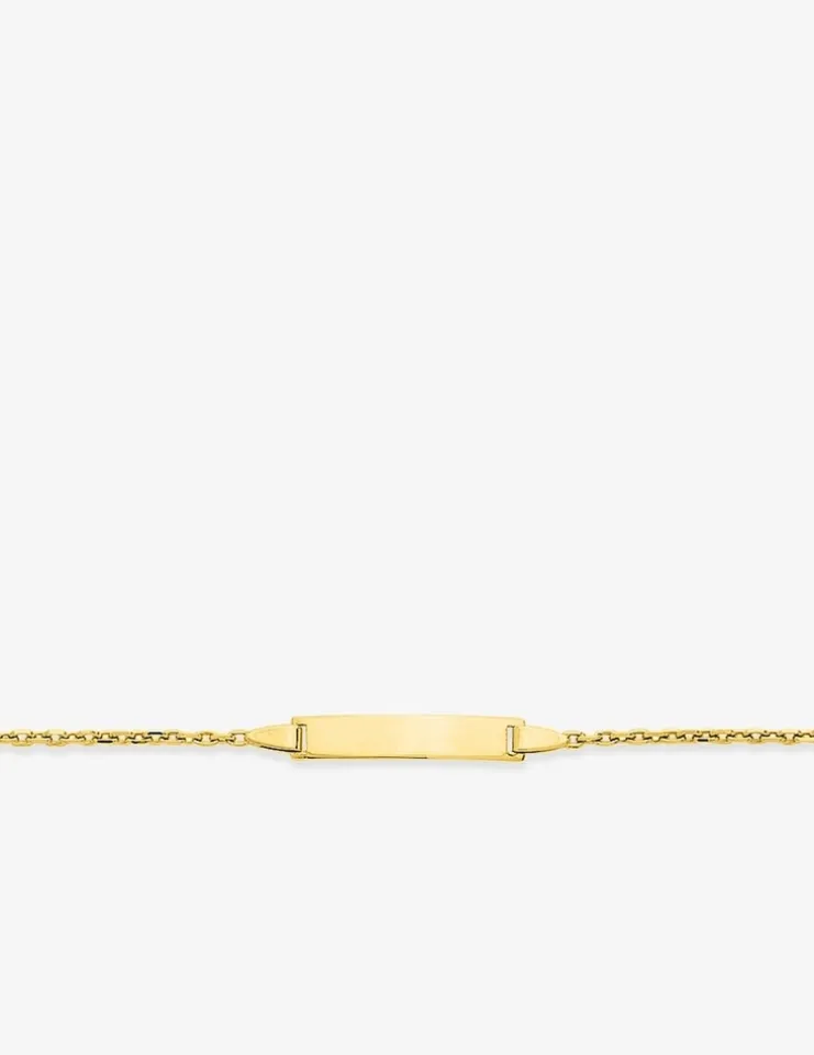 Gourmette bébé or jaune 750 ‰ plaque rectangle chaîne forçat SO OR