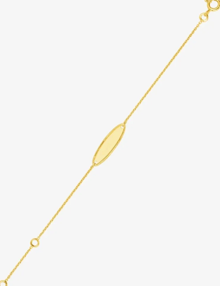 Gourmette bébé or jaune 750‰ plaque ovale avec liseré SO OR