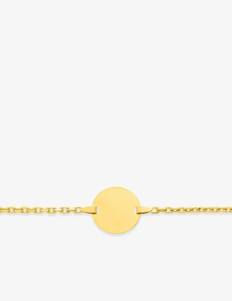 Gourmette bébé or jaune 750‰ plaque ronde SO OR