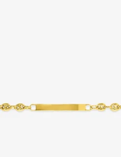 Gourmette chaîne grain de café et plaque rectangle or jaune 375‰ SO OR