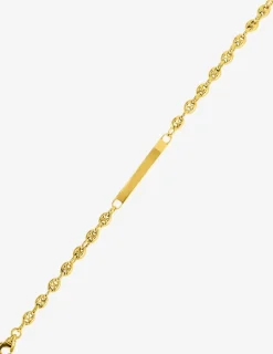 Gourmette chaîne grain de café et plaque rectangle or jaune 375‰ SO OR