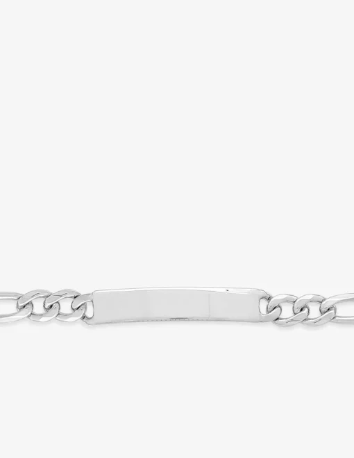 Gourmette identité maille figaro alternée en argent 925 ‰ rhodié 7 mm de largeur SO OR