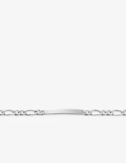 Gourmette maille alternée 1+2 et plaque 4 mm argent 925‰ rhodié SO OR