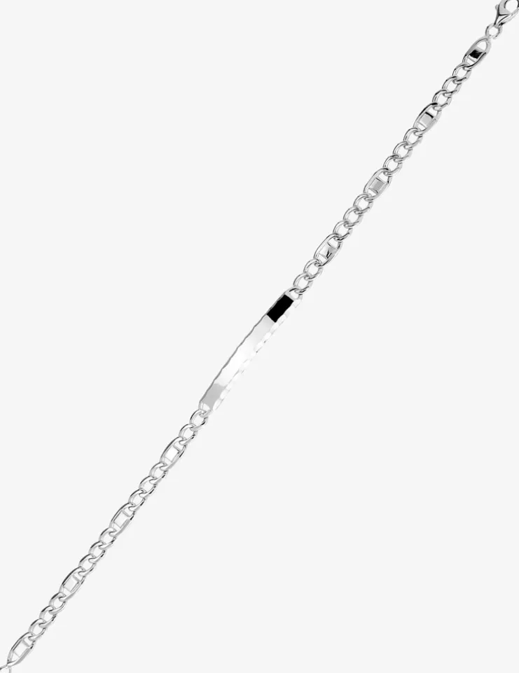 Gourmette maille alternée 1+3 et plaque fantaisie 4 mm argent 925‰ rhodié SO OR