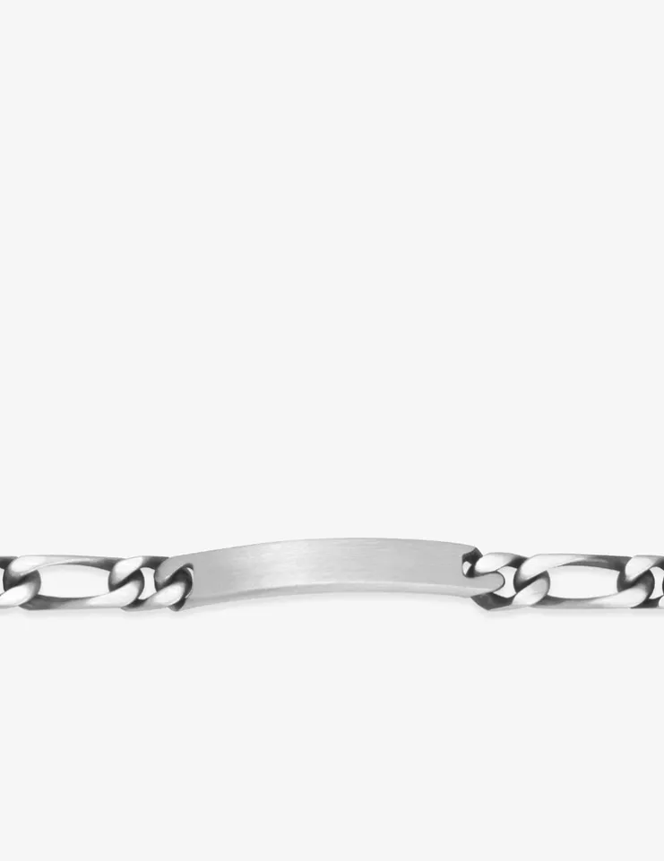 Gourmette maille alternée 1+1 plaque rectangle 6 mm argent 925‰ vieilli SO OR