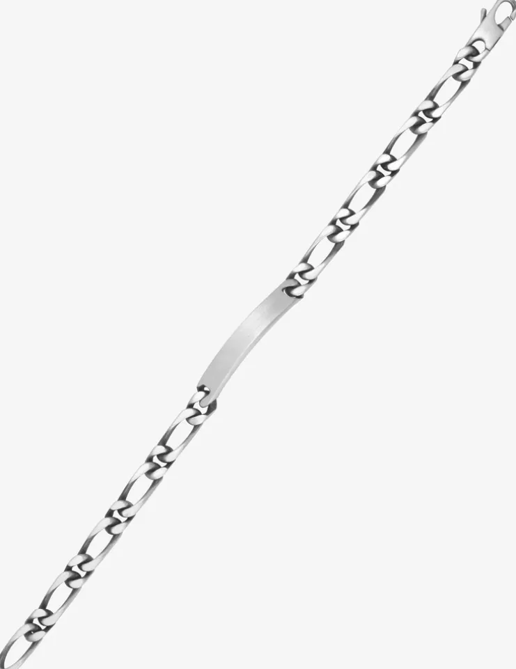 Gourmette maille alternée 1+1 plaque rectangle 6 mm argent 925‰ vieilli SO OR