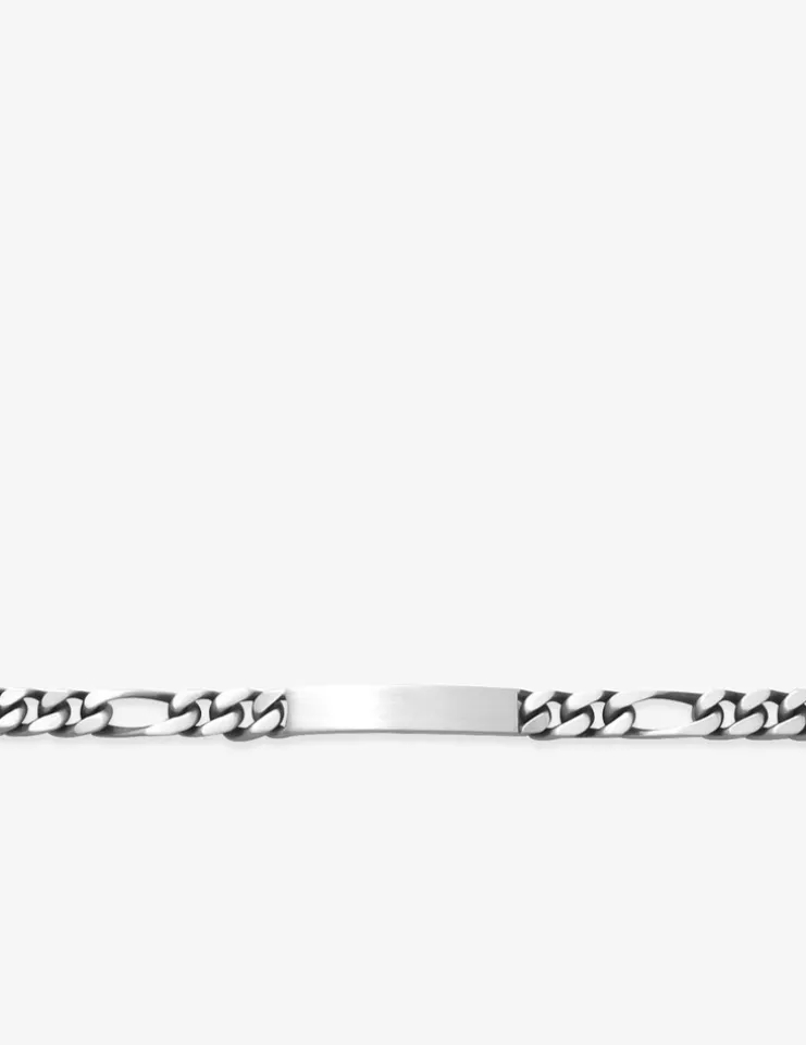 Gourmette maille alternée 1+3 et plaque rectangle 6 mm argent 925‰ vieilli SO OR