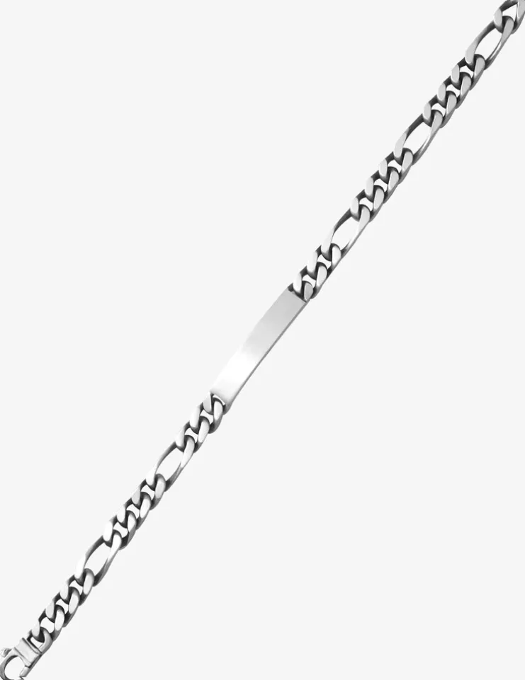 Gourmette maille alternée 1+3 et plaque rectangle 6 mm argent 925‰ vieilli SO OR