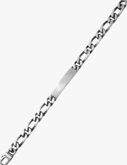Gourmette maille alternée 1+1 et plaque rectangle 8 mm argent 925‰ vieilli SO OR