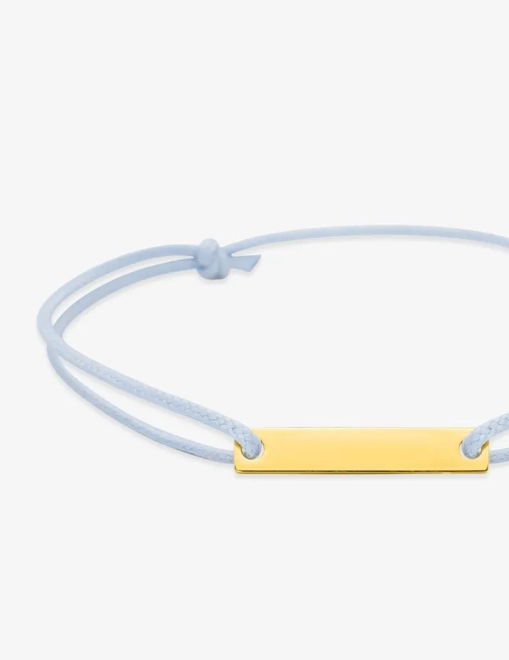 Identité cordon cyan et plaque en or jaune 375 ‰ SO OR