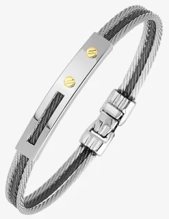 Jonc câble acier et or jaune 750 ‰ 5 mm SO OR