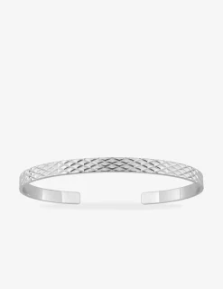 Jonc ouvert argent 925 ‰ rhodié avec motif quadrillage SO OR