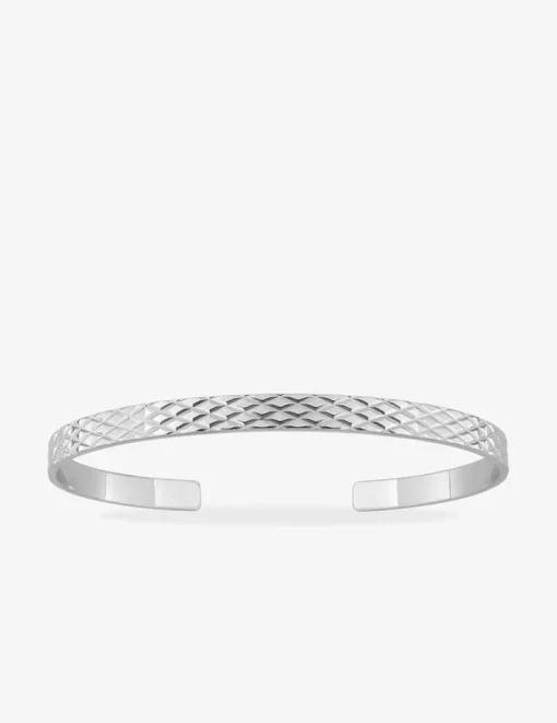 Jonc ouvert argent 925 ‰ rhodié avec motif quadrillage SO OR