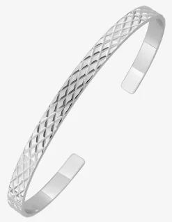 Jonc ouvert argent 925 ‰ rhodié avec motif quadrillage SO OR