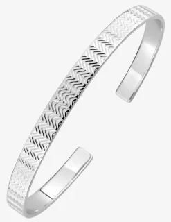 Jonc ouvert argent 925 ‰ rhodié avec motif vague SO OR