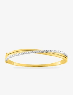 Jonc ouvrant 3 anneaux plaqué or, rhodium et oxydes de zirconium SO OR