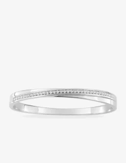 Jonc ouvrant argent 925 ‰ rhodié et ligne d'oxyde de zirconium SO OR