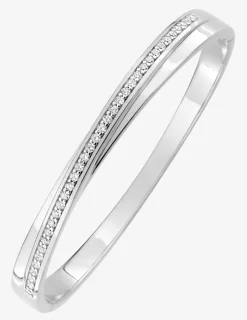 Jonc ouvrant argent 925 ‰ rhodié et ligne d'oxyde de zirconium SO OR