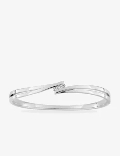 Jonc ouvrant argent 925 ‰ rhodié et trilogie oxyde de zirconium SO OR