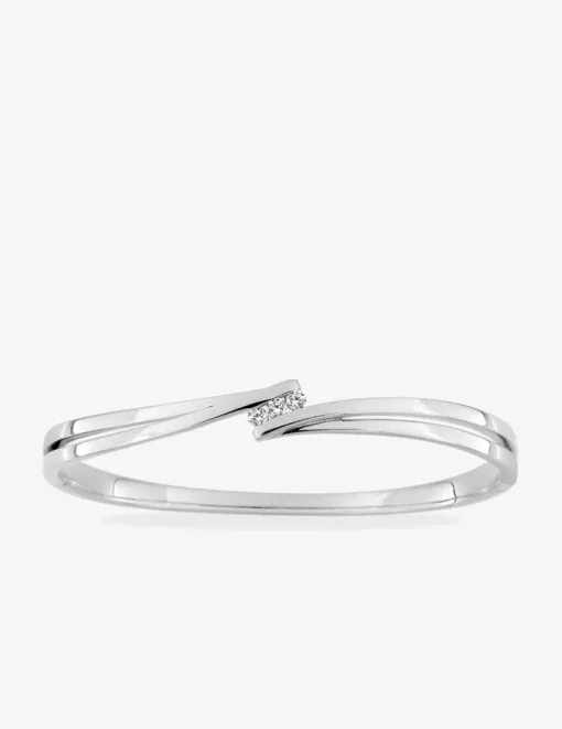 Jonc ouvrant argent 925 ‰ rhodié et trilogie oxyde de zirconium SO OR