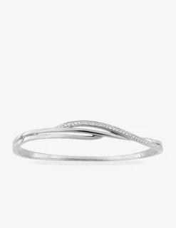 Jonc ouvrant aux lignes courbées en argent 925 ‰ rhodié et oxyde de zirconium SO OR