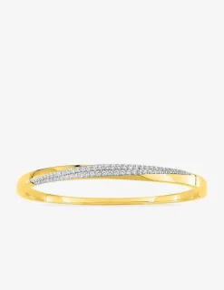 Jonc ouvrant bicolore plaqué or, rhodium et oxydes de zirconium SO OR