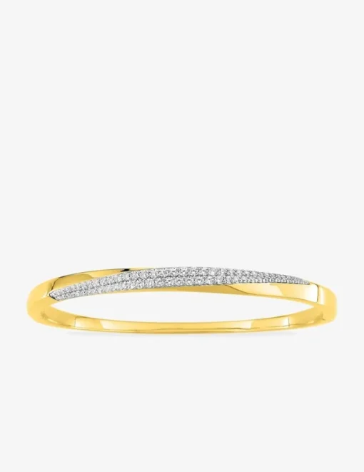 Jonc ouvrant bicolore plaqué or, rhodium et oxydes de zirconium SO OR