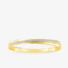Jonc ouvrant croisé en plaqué or, oxyde de zirconium et rhodium SO OR