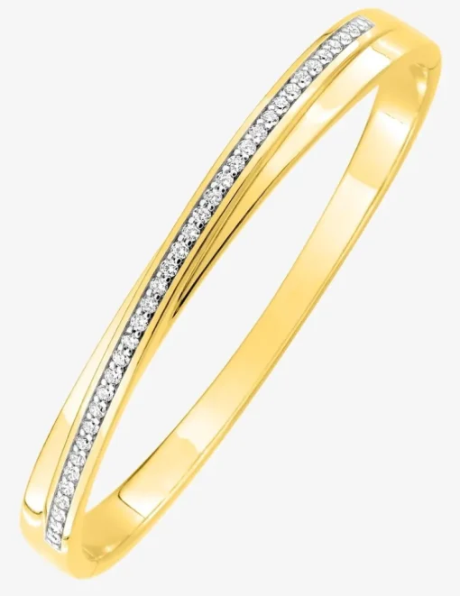 Jonc ouvrant croisé en plaqué or, oxyde de zirconium et rhodium SO OR