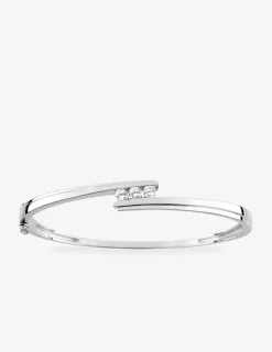 Jonc ouvrant en argent 925 ‰ rhodié et oxydes de Zirconium SO OR