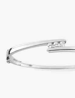 Jonc ouvrant en argent 925 ‰ rhodié et oxydes de Zirconium SO OR